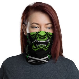 Green Japanese Face Mask Samurai Warrior | Neck Gaiter | Washable |  Reusable