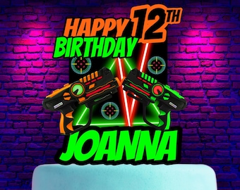 Personalized Laser Tag Birthday Cake Topper (Printable Digital Files)