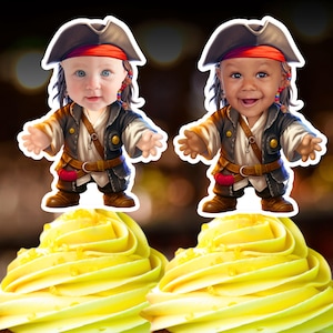 Custom Pirate Birthday Cupcake Toppers, Personalized (Digital Download)
