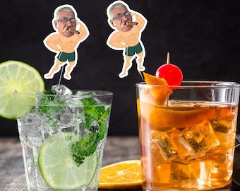 Funny Custom Face Drink Stirrers, Over The Hill Party Decorations