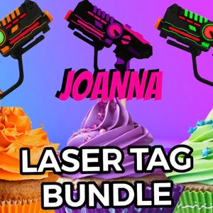 Printable Laser Tag Cupcake Toppers Custom Message / Laser Party / Birthday / Personalized Cupcake Topper, Digital Download Files