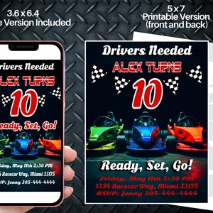 Editable Go Cart Birthday Invitation Gocart Racing Party Invite ...