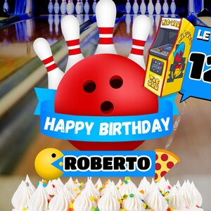 Bowling Birthday Cake Topper & Cupcake Toppers (Digital Files)