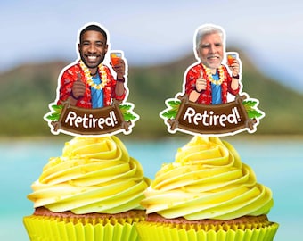 Printable Tropical Luau Retirement Margarita Retirement Personalized Birthday DIGITAL FILE Custom Party Decoration Hawaiian Party Cupcakes