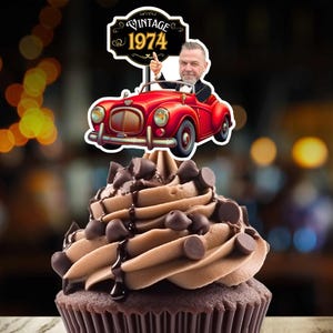 Aged to Perfection Cupcakes Personalized Birthday cupcake toppers Classic Car Party 40th 50th 60th  Over the Hill Any Age Aged to Perfection