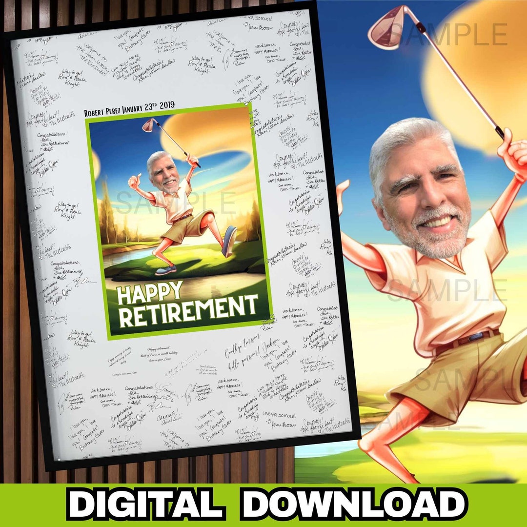 Printable Funny Golf Retirement Birthday Gift Signature Poster Guest