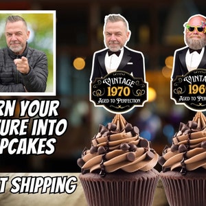Aged to Perfection Cupcakes Personalized Birthday cupcake toppers Custom Party 40th 50th 60th  Over the Hill, Any Age, Aged to Perfection