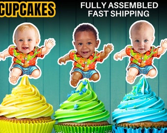Tropical Luau Baby 1st Margarita Birthday Personalized Birthday cupcake toppers Custom Party Decoration Hawaiian Party Custom Cupcakes