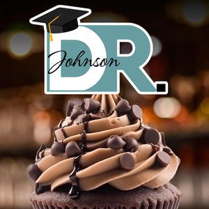 Doctor Graduation Hat Cupcake Toppers for Medical School Graduation Party fun custom name Medical School Grad Decor Dr Cup Cake Toppers