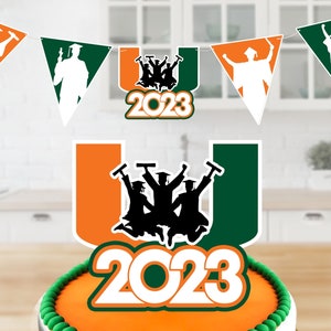 Custom School Graduation Garland and Cake Topper Bundle | College graduation | UM College graduation party | Graduation Gift | Any School