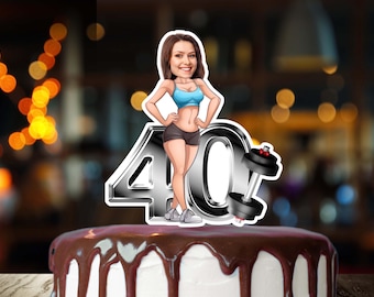 Custom Fitness Woman Cake Topper, Gym Birthday Decor