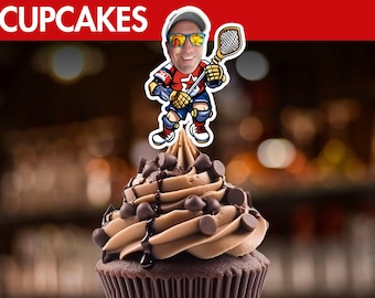 Lacrosse Player Cupcakes Personalized Birthday cupcakes Custom Party Lacross Birthday party Lacrosse Decoration, Sports themed Party Decor