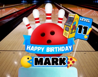 Personalized Bowling Birthday Cake Topper | Cardstock Party Decoration