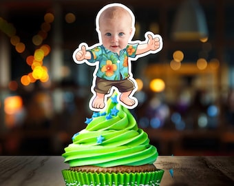 Tropical Luau Baby's 1st Margarita Birthday Personalized Birthday cupcake toppers Custom Party Decoration Hawaiian Party Custom Luau Cupcake
