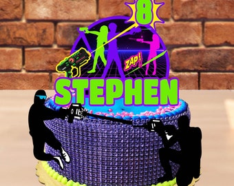 Laser Tag Personalized Birthday Cake Topper/Printable Digital File/ Instant Download/Neon Cake Topper w/ customized name,age