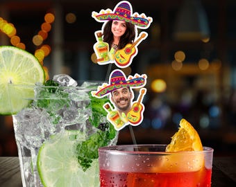 Mexican Party Drink Stirrers Personalized with Photo