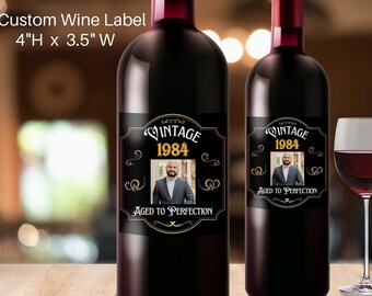 Custom Face Wine Labels, Milestone Birthday, Waterproof Vinyl
