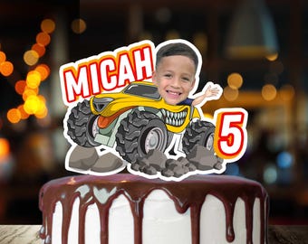 Decorazione per torta di compleanno con foto di Monster Truck stampabile / File fotografico pronto per la stampa. Scarica Adesivi stampabili, decorazioni per torte e altro +/ File digitali