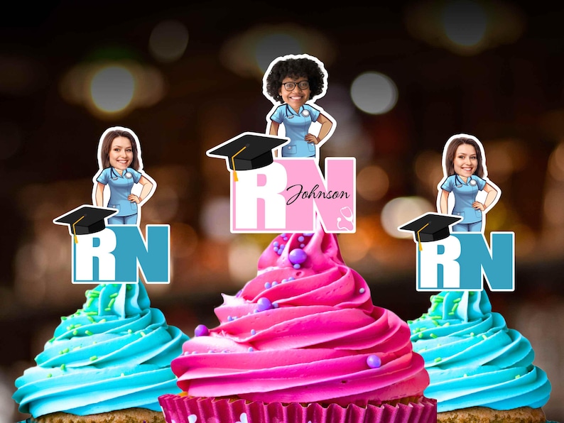 Johnson Cake Topper Nurse Graduation Hat Cupcake Toppers for RN School Graduation Party ...