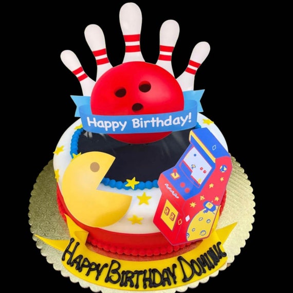 Decorazione per torta di compleanno e cupcake a tema bowling (file digitali) - Italia