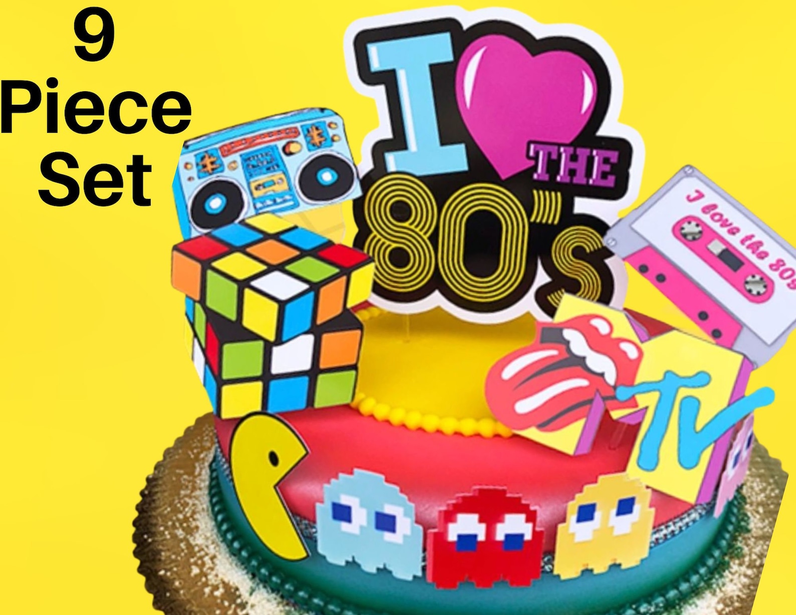 80's Party Cake Toppers Vintage DIGITAL File Retro Music TV Decor