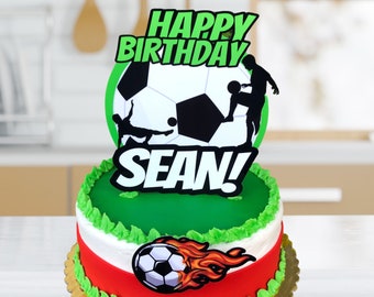 Personalized Soccer Birthday Cake Topper Set (Digital Download)