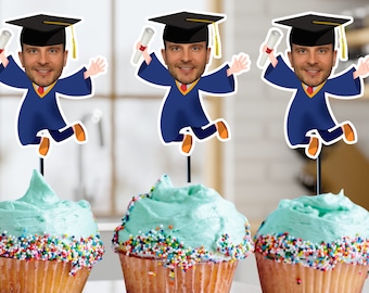 Funny Graduation Cupcake Toppers.  / Graduate Party Gift/ Graduation Cupcake Topper, Physical Shipped To You / School University High School