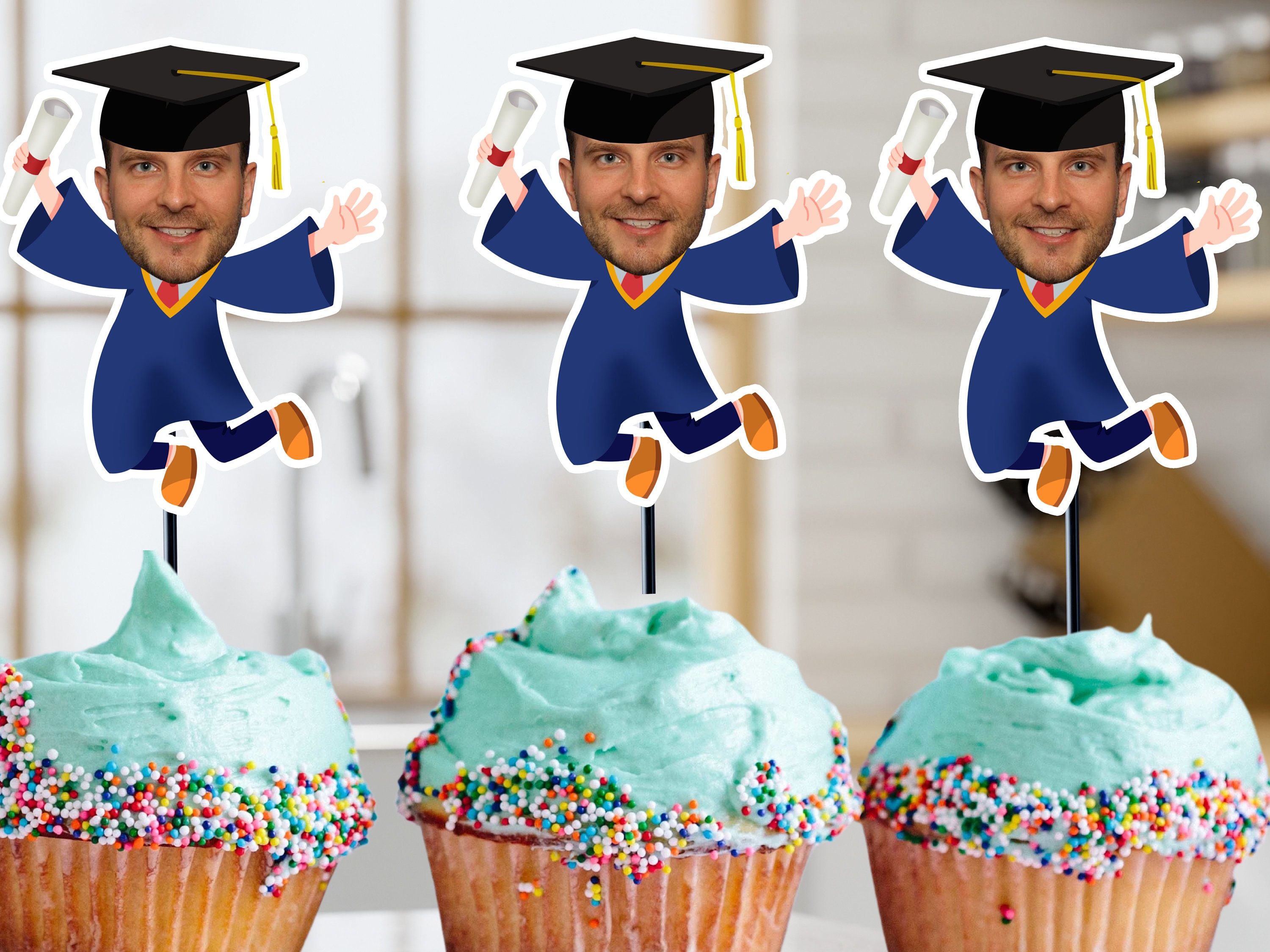 30 Stück Congrats Grad 2023 Cupcake Topper – Glitzer Abschluss-Deko Mit Hüten & 2023 Schriftzug, Für Kuchen & Cupcakes