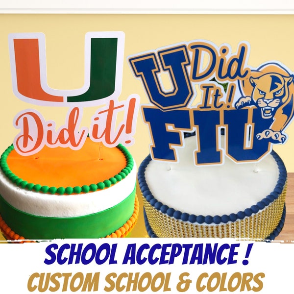 University & HS Bunting Garland and Cake Topper Bundle | college graduation | Any School University acceptance party | You did it