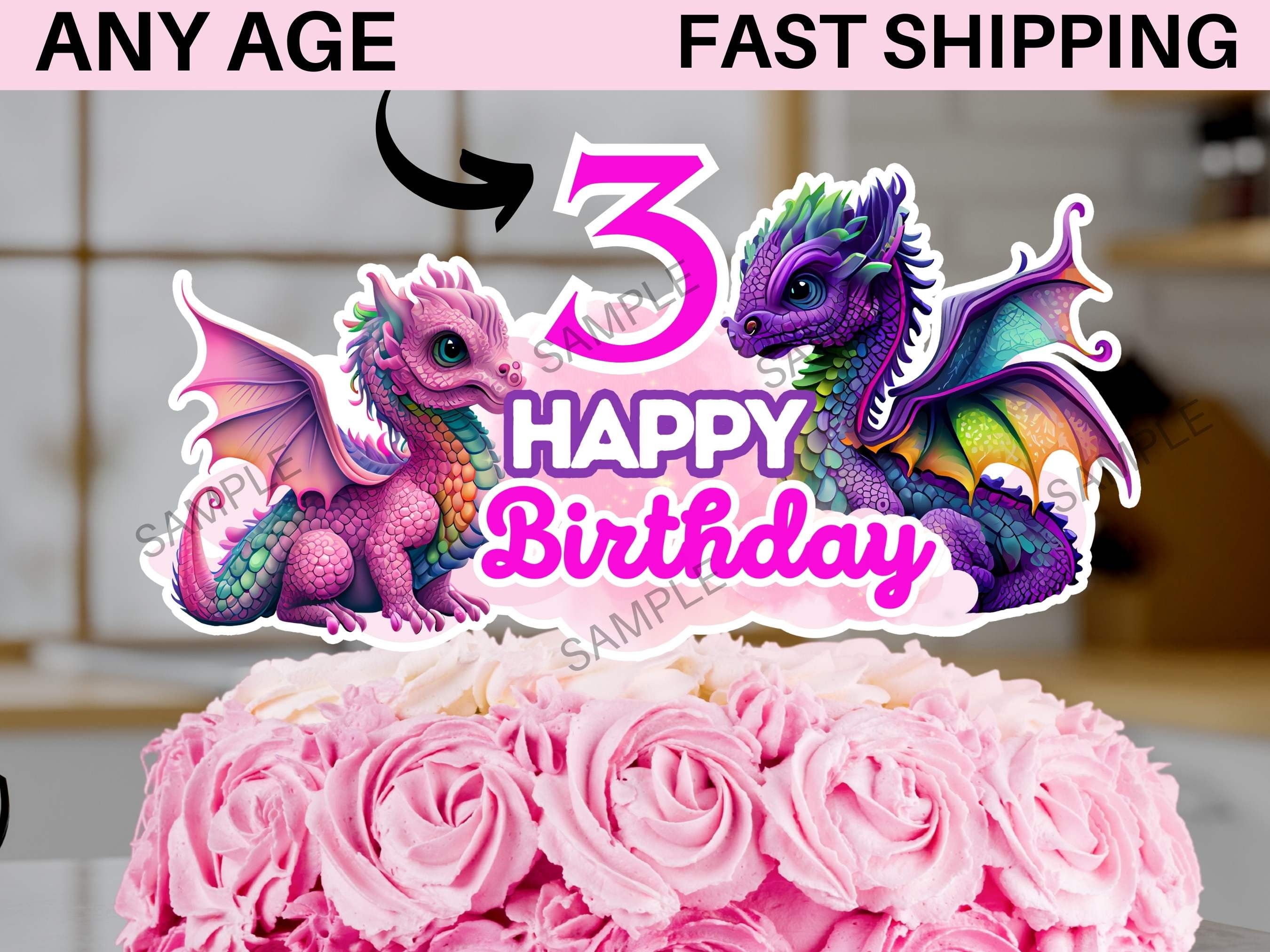 Décoration De Gâteau Sur Le Thème Du Dragon Scintillant | 24