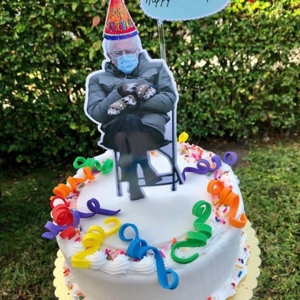 Bernie Sanders Birthday Cake Topper Decoration with short custom message