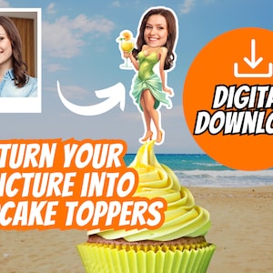 Printable Funny Tropical Birthday Retirement Bachelorette Cupcake Toppers personalized Custom Party Decor 40th, 50th Over the Hill Digital