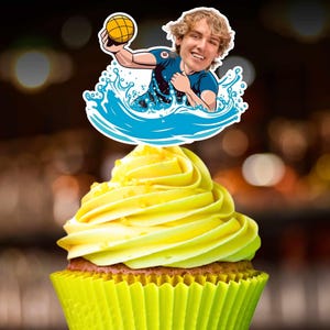 Printable Water Polo Cupcakes Personalized Birthday cupcakes Custom Party Water Polo Player Birthday party Decoration waterpolo Digital File