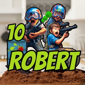 Paintball Birthday Cake Topper Digital Download Paint Ball Party Decor Easy to Edit, Download and Print / Paintball decoration Digital File