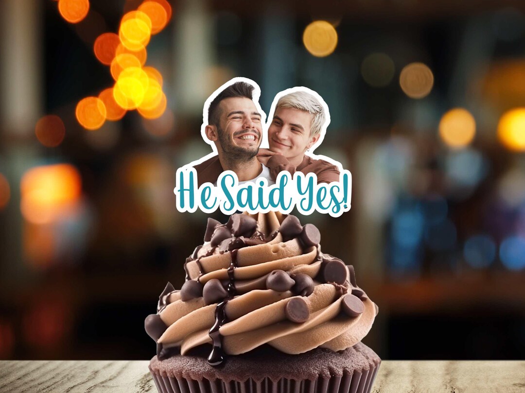 Engagement Cupcake Toppers. Cute Wedding Couple Cupcake Toppers With ...