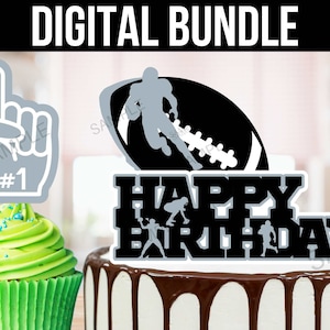 Football Cake and Cupcake Topper Printable Touch Down Instant Download American Football Birthday Football Party Football decor PNG Cricut