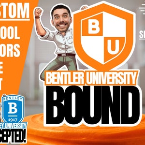School Acceptance Cake Topper. Custom University College High School Face Logo Text Decor University Bound Student Acceptance Party or Gift
