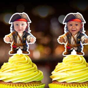 Custom Pirate Cupcake Arrr little pirate turning one theme Birthday Party Personalized Face Skin tone Pirate Party decoration Pirate cupcake