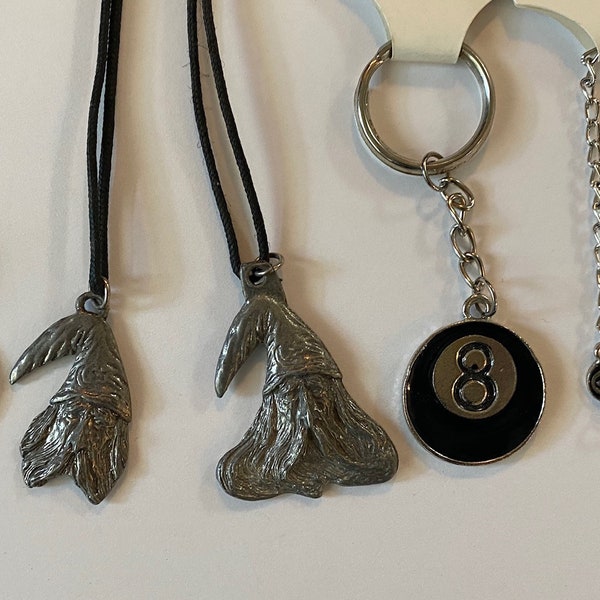 Vintage 90s Yin Yang Wizard 8Ball Necklace Bracelet Keychain Deadstock NWOT Unworn