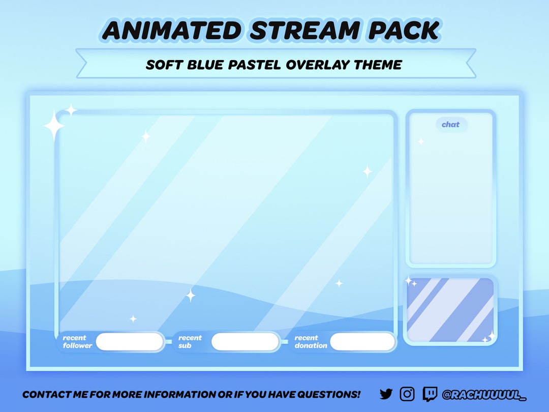 Soft Blue Pastel Minimalistic Twitch Overlays, Panels, and Animated ...