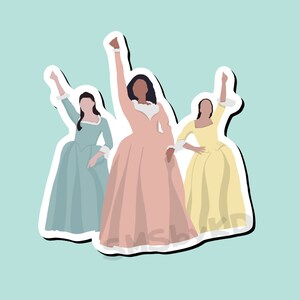 hamilton schuyler sisters work glossy sticker laptop etsy