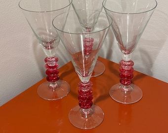 VINTAGE || Set of Four Pink Ombré Martini Glasses