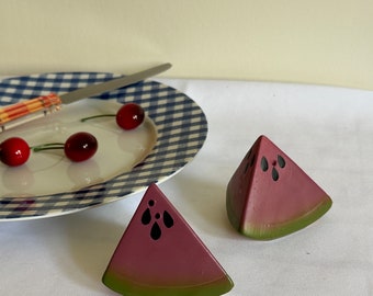 VINTAGE || Ceramic Watermelon, Salt & Pepper Shakers