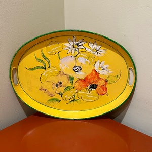 VINTAGE || Yellow & Lime Floral Tray