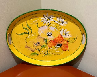 VINTAGE || Yellow & Lime Floral Tray