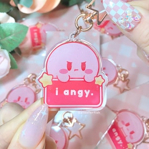 i angy. Kirbo Glitter Acrylic Charms | Double-sided Keychain | Anime Charm