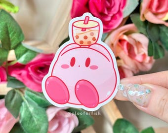Kirbo + Boba Stickers | BUY 3 GET 1 FREE | Cute Matte Waterproof + Weatherproof Vinyl Laptop Decals
