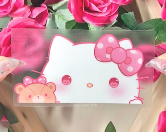 Cat Says Hi Large Peeker Stickers | Cute Glossy Waterproof + Weatherproof Decals | Car Sticker | Decorative Decal