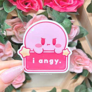 i angy. Kirbo Stickers BUY 3 GET 1 FREE Cute Glossy Waterproof Weatherproof Vinyl Laptop Decals image 1