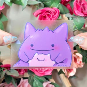 Ditto Gengar Large Peeker Stickers | Cute Glossy Waterproof + Weatherproof Decals | Car Sticker | Decorative Decal